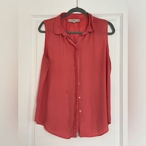 LOFT Pink Scalloped Top (L)